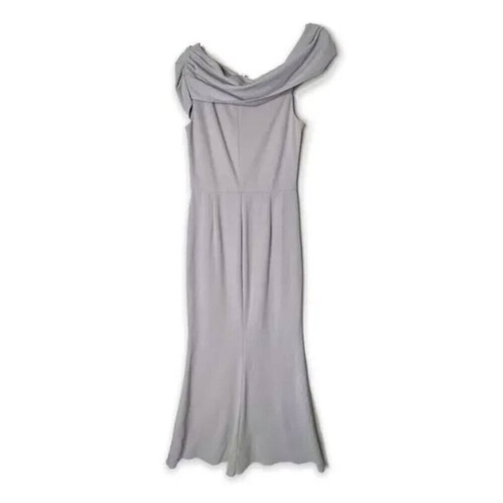 Katie May Los Angeles Gray Dove Layla Gown One Shoulder Cap Sleeves Size 14 - Picture 5 of 14